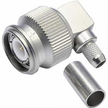 Conector TNC macho angulado 50 Ω, crimpable, para cable RG-58C/U