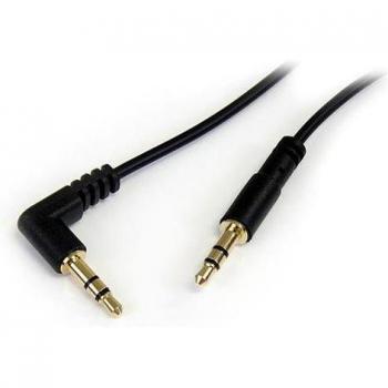 StarTech.com 6 ft Slim 3.5mm to Right Angle Stereo Audio Cable - M/M, Black, 1.8 m, angled