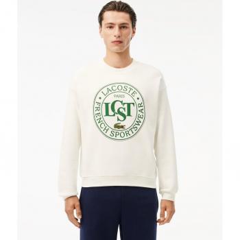 Sudadera Lacoste gráfica de hombre de corte holgado en blanco y verde - XS