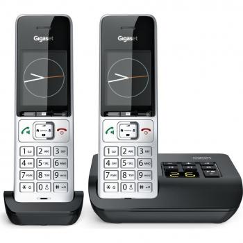 Gigaset Comfort 500A Duo Teléfono Inalámbrico DECT con Identificador de Llamadas en Color Plata y Negro