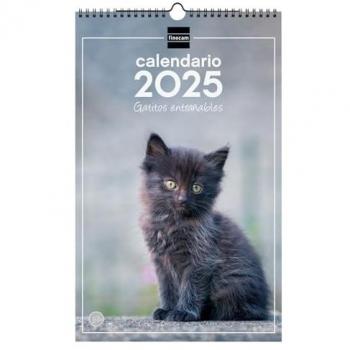 Calendario de Pared Espiral Finocam 2025 Gatitos Mes Vista Español (Enero 2025 - Diciembre 2025, 12 meses)