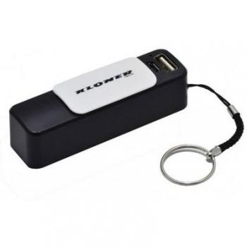 Kloner KPB26_Negro - Batería portátil externa tipo llavero, 2600 mAh, color negro