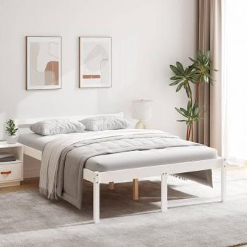 Cama para ancianos en madera maciza de pino blanco 140x190 cm
