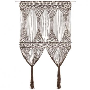 Cortina de macramé en algodón gris taupé 140x240 cm