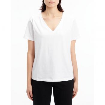 Camiseta básica de mujer Calvin Klein con escote en pico y ajuste regular