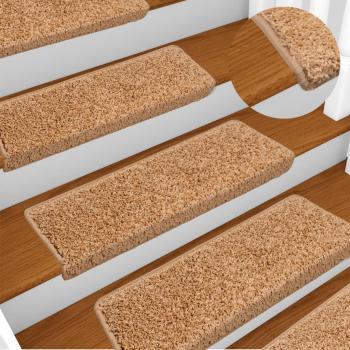 Esteras para escaleras 15 piezas 65x21x4 cm Beige