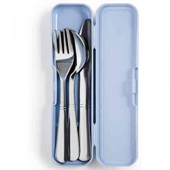 Ibili 8411922448580 Set 3 Cubiertos con Estuche Lunch Away, Multicolor, Talla Única, Nylon