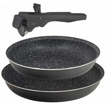 Set 2 sartenes 2428cm aluminio prensado apta induccion click cook black con mango click cook