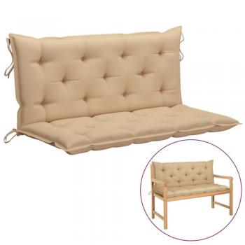Beige Oxford Fabric Garden Bench Cushion 47.2x(19.7+19.7)x2.8