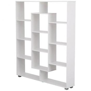 Librería multiforme blanca Emily de 11 estantes para almacenamiento moderno