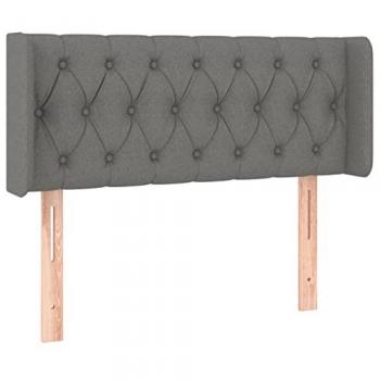 Cabecero de Tela Gris Oscuro con Orejas 93x16x78/88 cm