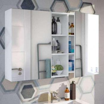 ARKITMOBEL Bahamas Camerino de baño, Melamina, Blanco Brillo, 65 x 40 x 21 cm