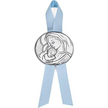 Medalla de cuna Doble Virgen con Niño azul de Pedro Durán