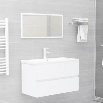 Conjunto de muebles de baño 2 piezas de madera blanca multicapa y aglomerado blanco