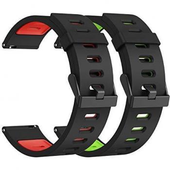 22mm Xiaomi Huami Correa, Silicona Doble Color Deporte Pulsera de Repuesto, Compatible Samsung Gear S3/Galaxy Watch 46mm/Huawei Watch GT 46mm/Huawei Watch GT 2 46mm/GTR 47mm Banda, 2Piezas-B