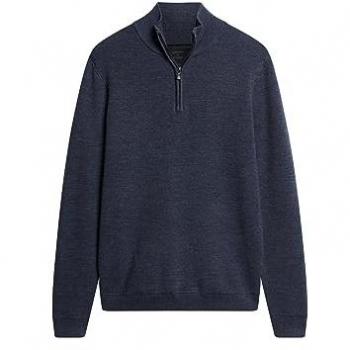 Superdry Merino Wool Half-Zip Sweater for Men, Rich Navy, Size M