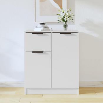 Aparador de madera contrachapada blanco 60x30x70 cm, mueble de almacenaje moderno para salón, buffet y armario auxiliar