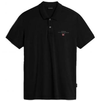 Napapijri Elbas Regular Fit Black Cotton Polo Shirt with Logo Embroidery - Size S