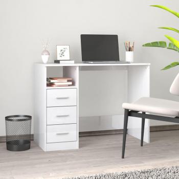 Escritorio con cajones blanco brillante 102x50x76cm