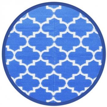 Alfombra exterior azul Ø 160 cm en PP, alfombra de jardín, alfombra al aire libre, alfombra lavable