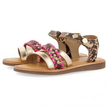 Gioseppo Sandalias Dota Fucsia con Detalles en Flúor y Animal Print para Niña, Talla 27 EU