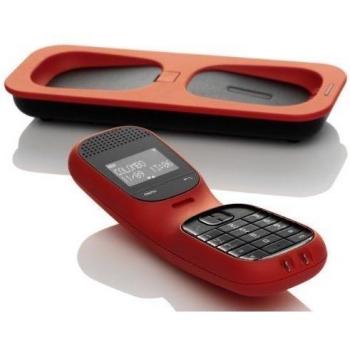 Telefunken TD 101 Colombo - Teléfono inalámbrico, 100 entradas, color rojo