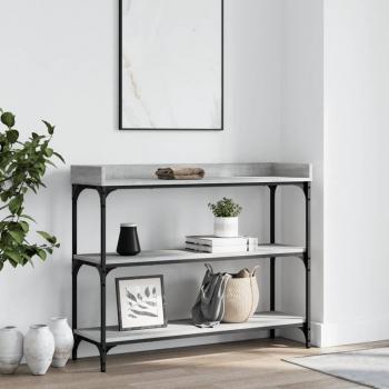 Mesa consola con estantes gris Sonoma 100x30x80 cm, mesa de sofá, mesa de entrada para salón, consola de entrada, mueble recibidor, mesita auxiliar