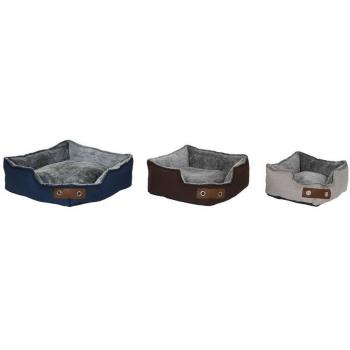 Cama para mascota DKD Home Decor Marrón Beige Azul marino 60 x 60 x 20 cm