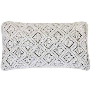Cojín Decorativo de Algodón Macramé Blanco 30 x 50 cm Alatepe Boho Retro
