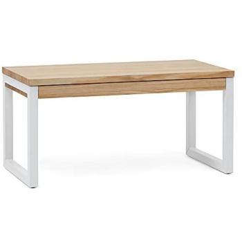 Mesa Elevable iCub Strong Eco 120x50x52cm Blanco Madera Maciza Pino Acabado Natural Estilo Nórdico Industrial