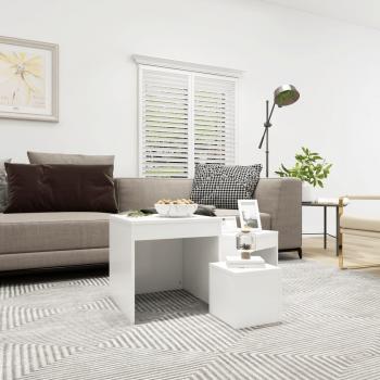 Mesa de sofá apilable 3 piezas madera contrachapada blanca, negra y gris, mueble recibidor para salón