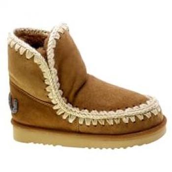 Mou Women's Eskimo 18 Glitter Logo Ankle Boots in Cognac, Size 41