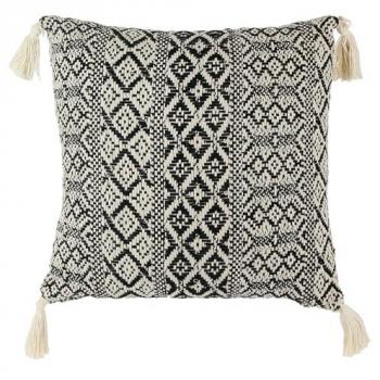 Cojín Étnico Beige MIRAGE con Borlas 40x40 cm