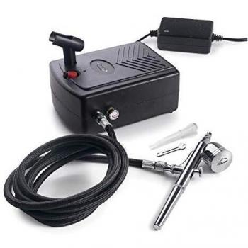 Lacor 69450 69450-Aerógrafo con compresor para Creaciones artísticas de repostería, Incluye Caja para almacenaje, 20 W, 0-2 Bar, 0-10 L/min, Acero Inoxidable