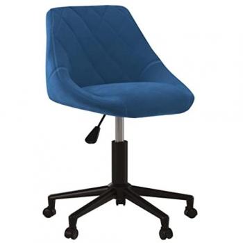 Silla de Oficina Giratoria de Terciopelo Azul Ajustable y Confortable
