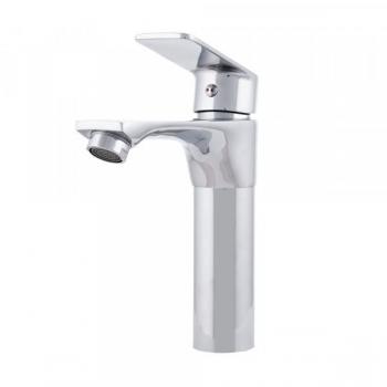 Grifo Lavabo Monomando Cromado de Latón/Zinc con Agua Caliente-Fría, Latiguillos y Caño Bajo [QLI-FA-7862]