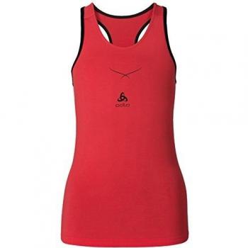 Odlo Camiseta Mujer, con Cuello Redondo. con tecnología ceramicool, Mujer, Singlet Crew Neck Ceramicool, Bittersweet/Black, Large