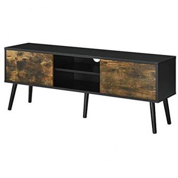 Mesa de Televisión Eskilstuna con 2 Puertas y 2 Estantes, Aglomerado/Madera, 120 x 29.5 x 46.5 cm, Color Negro y Efecto Madera Oscura