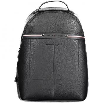 Classic Black Urban Rucksack with Contrast Details - Tommy Hilfiger Polyurethane Backpack for Men, One Size