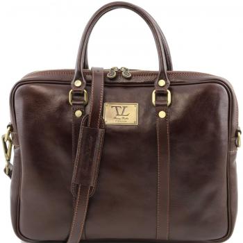 Tuscany Leather - Prato - Elegante porta folios y porta ordenador portátil en piel Marrón oscuro - TL141283/5