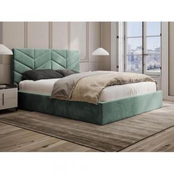 Cama abatible 140 x 190 cm - Tela texturizada - Verde almendra + Colchón - JUSTANI