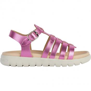 Geox Sandalias Soleima Rosa Niña Fucsia con cierre de velcro, plantilla acolchada, suela antideslizante y diseño transpirable