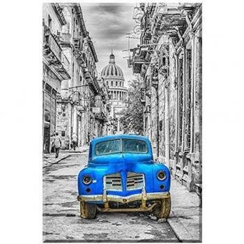 Oldtimer, Havanna, Bastidor imagen de Werner Bertsch, tamaño 80 cm x 120 cm, impresión digital sobre lienzo impreso, con bastidor, Espejada páginas, foto sintética, Habana, Cuba, Lienzo Montado de