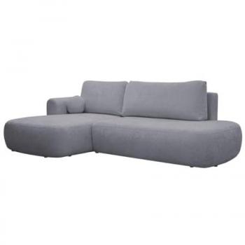 Sofá rinconera izquierdo convertible de tela texturizada gris BROCARO de Maison Céphy