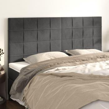 Cabeceros de terciopelo gris oscuro 100x5x78/88 cm - Pack de 4 unidades