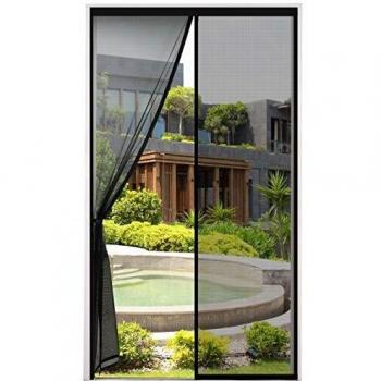 2021 Nueva Mosquitera Puerta Magnetica Corredera, Cortina Mosquiteras Magnética para Puertas Abatible Balcón Puerta Corredera de Patio, Fácil instalación, Negro, 90x210 cm