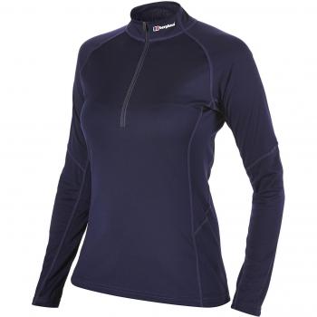 Berghaus T-Shirt Tech Tee Long Sleeve Zip Neck Baselayer - Top interior térmico para mujer, color azul, talla 38