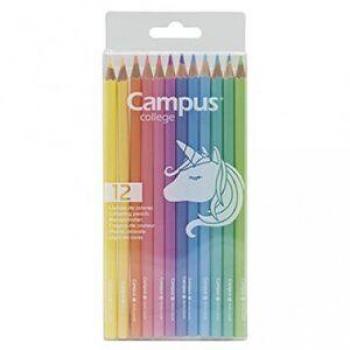 Caja 12 Lápices de Colores Madera Campus Pastel College