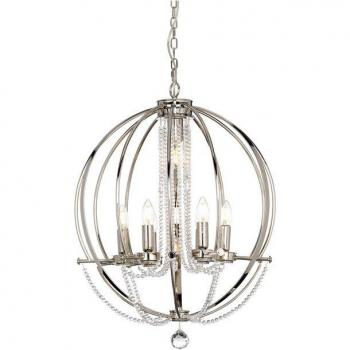 Candelabro Cassie Níquel Pulido 77,3 Cm - Lámpara de araña de 7 luces níquel pulido