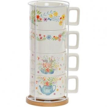 Conjunto de 4 tazas de café de dolomita en colores metálicos para decoración del hogar